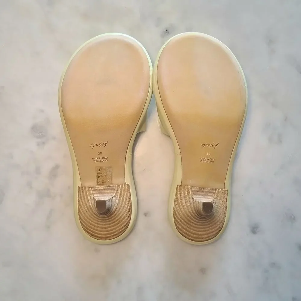 Marsèll Spilla Sandola Leather Kitten Heel Pale Green 38 NIB
